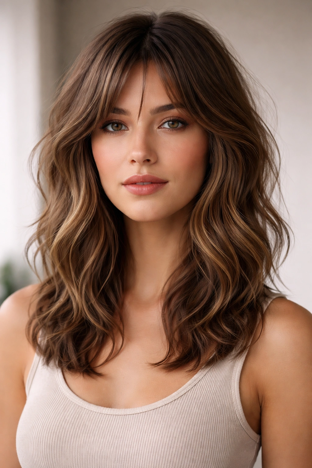 20 Shag Hairstyles Sorted By Hair And Face Type 6 Shag lob with waves on an oval face showing movement and layered texture
