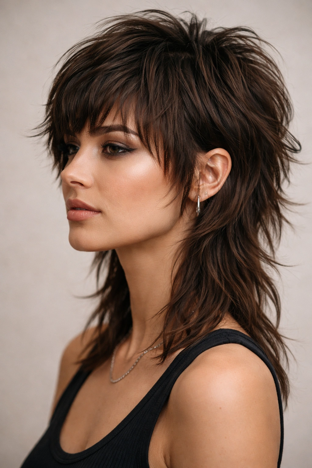 Close-up of The Shag Mullet with layered texture and movement.