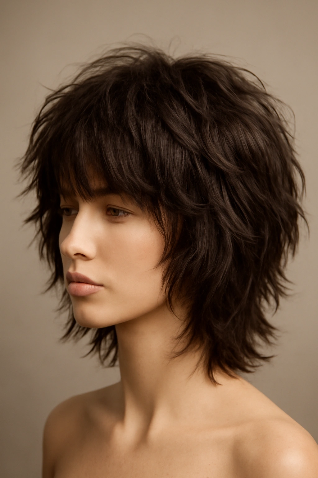20 Shag Cuts That Instantly Upgrade Your Look 14 Textured shag on thick hair with visible separation and movement in studio.