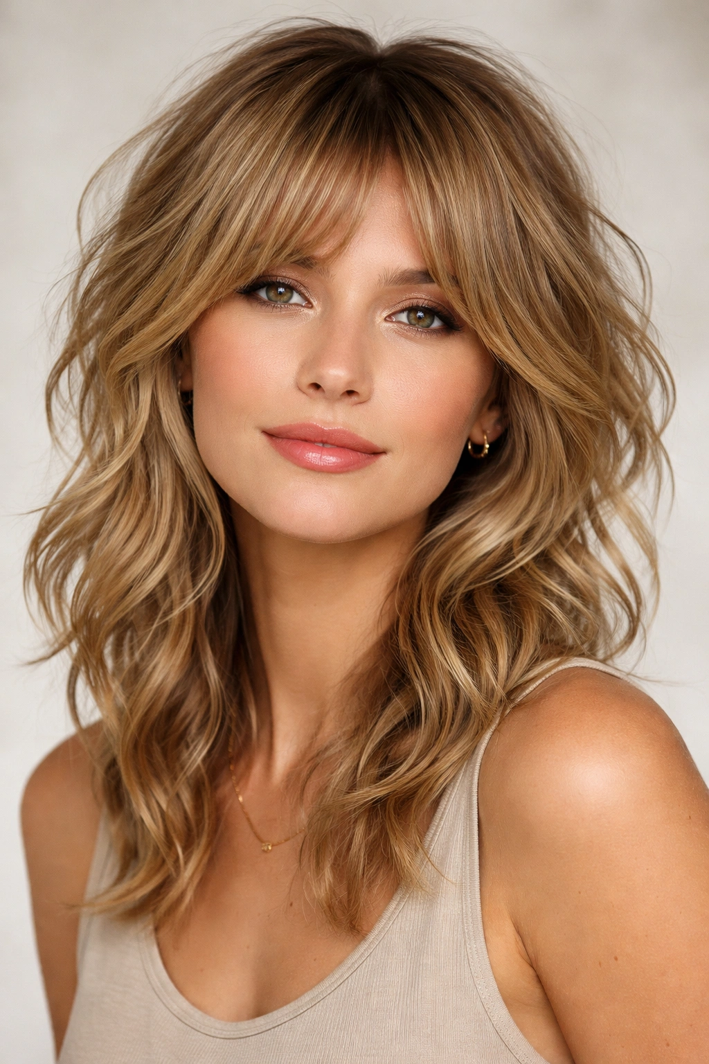Shag haircut with waves showing built-in volume and texture