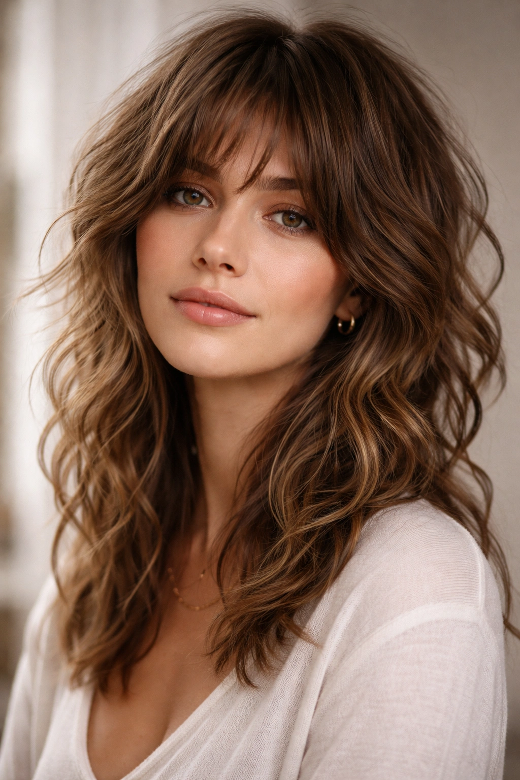 15 Short Shag Haircuts With Lived In Texture 7 Close-up of natural wavy shag with chin-to-shoulder layers and defined texture