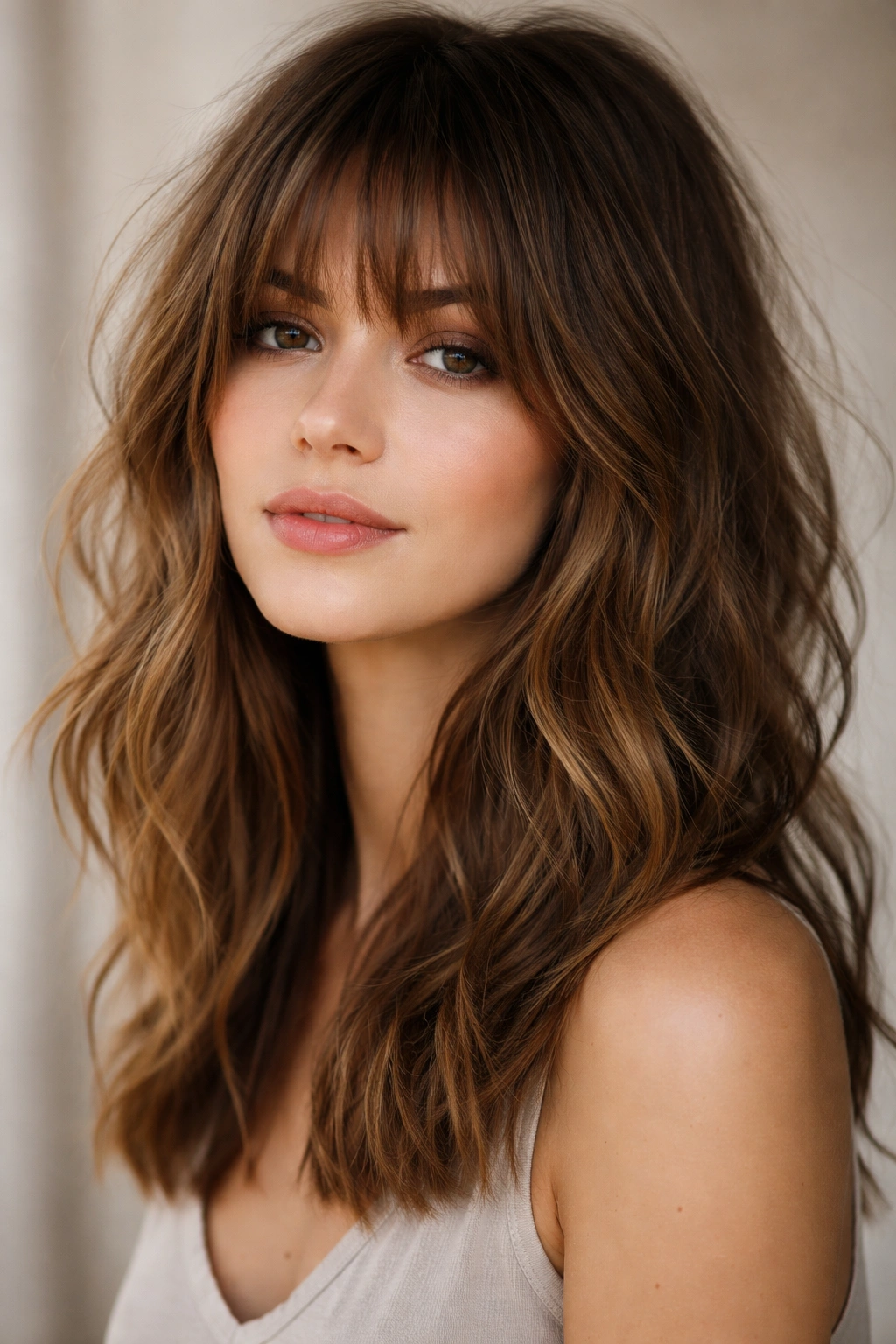 12 Bang Styles For Medium Hair To Try Next 9 Shaggy bangs with textured piece-y strands on medium-length hair