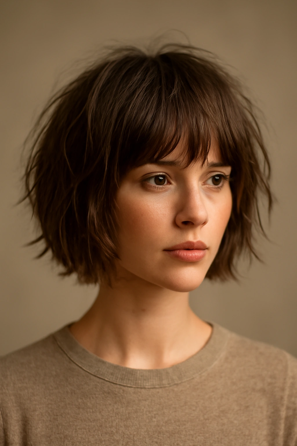 18 Short Bob Cuts For Fine And Thick Hair Alike 8 Shaggy bob with choppy layers and textured ends in studio lighting