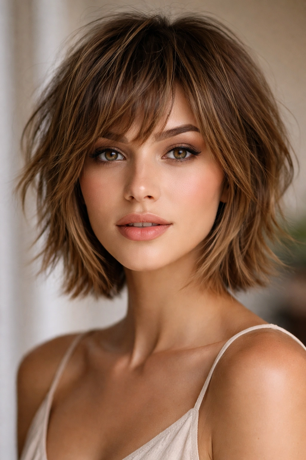 15 Chin Length Haircuts That Slim And Sculpt 15 Chin-length shaggy textured crop with face-framing layers around the cheekbones