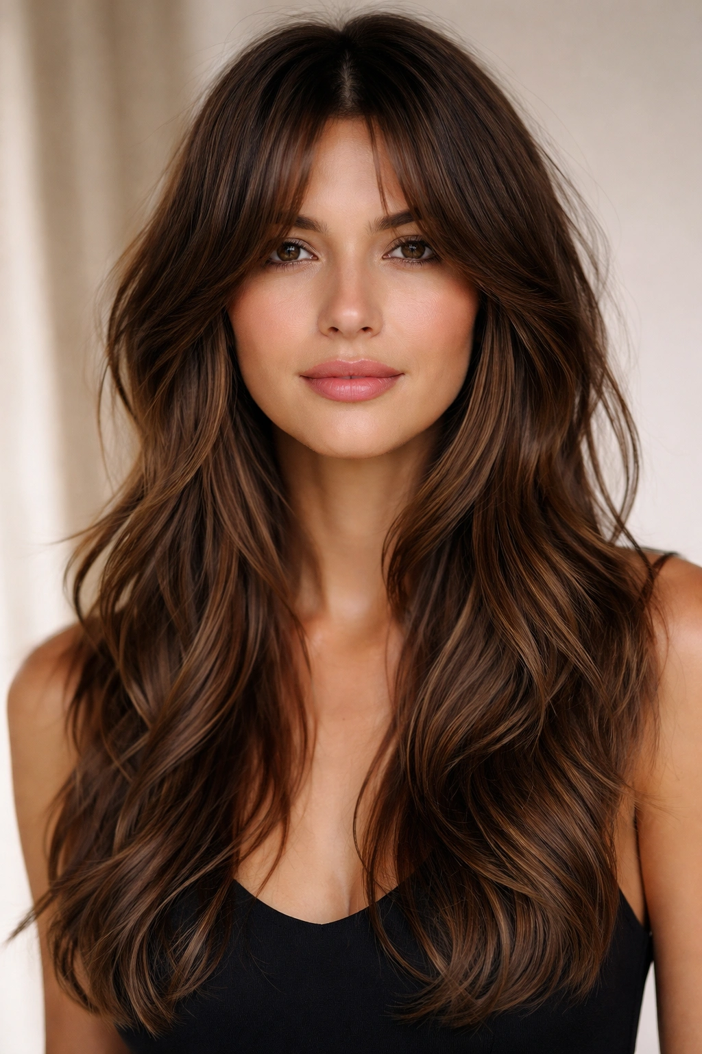 12 French Cut Hairstyles That Look Effortlessly Chic 11 Shaggy curtains with a middle part framing the face.