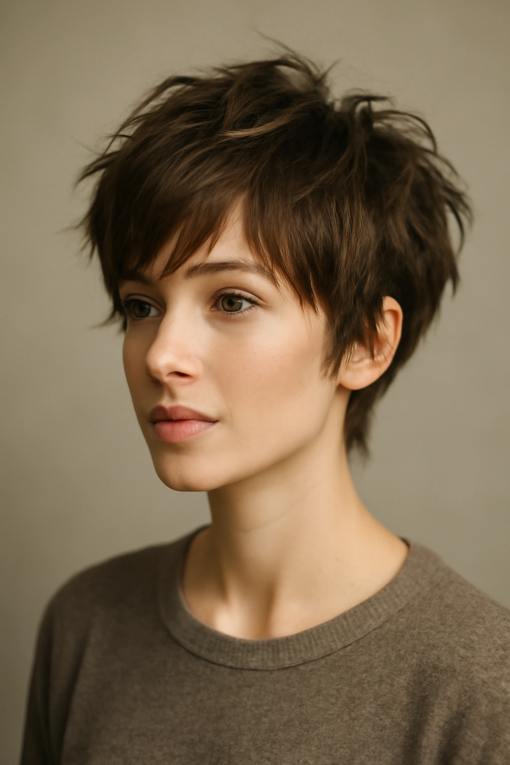 20 Pixie Styles Ranging From Classic To Edgy 4 Portrait of The Shaggy Pixie with tousled layers and face framing texture