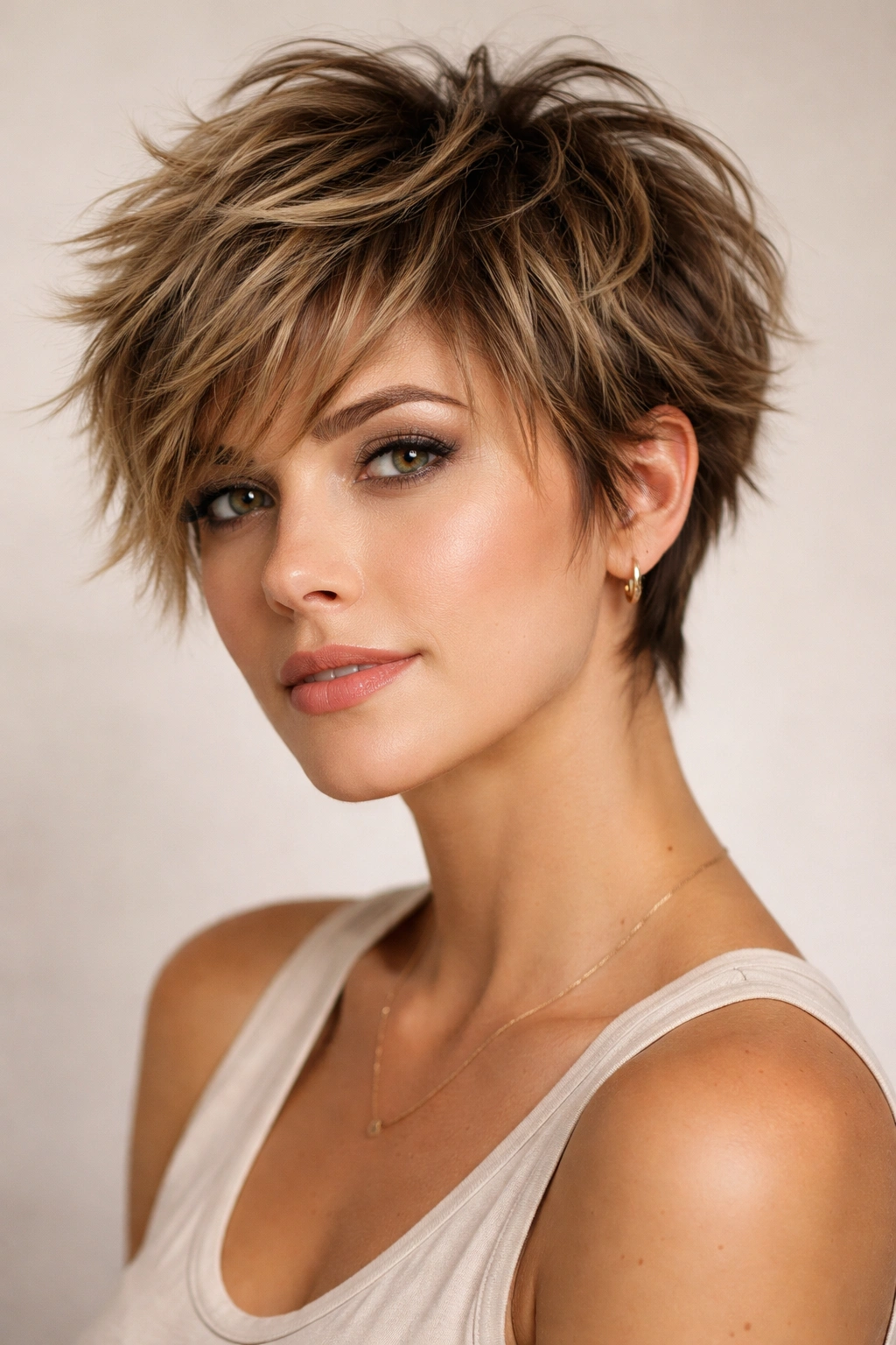 Shaggy pixie cut with chaotic textured layers