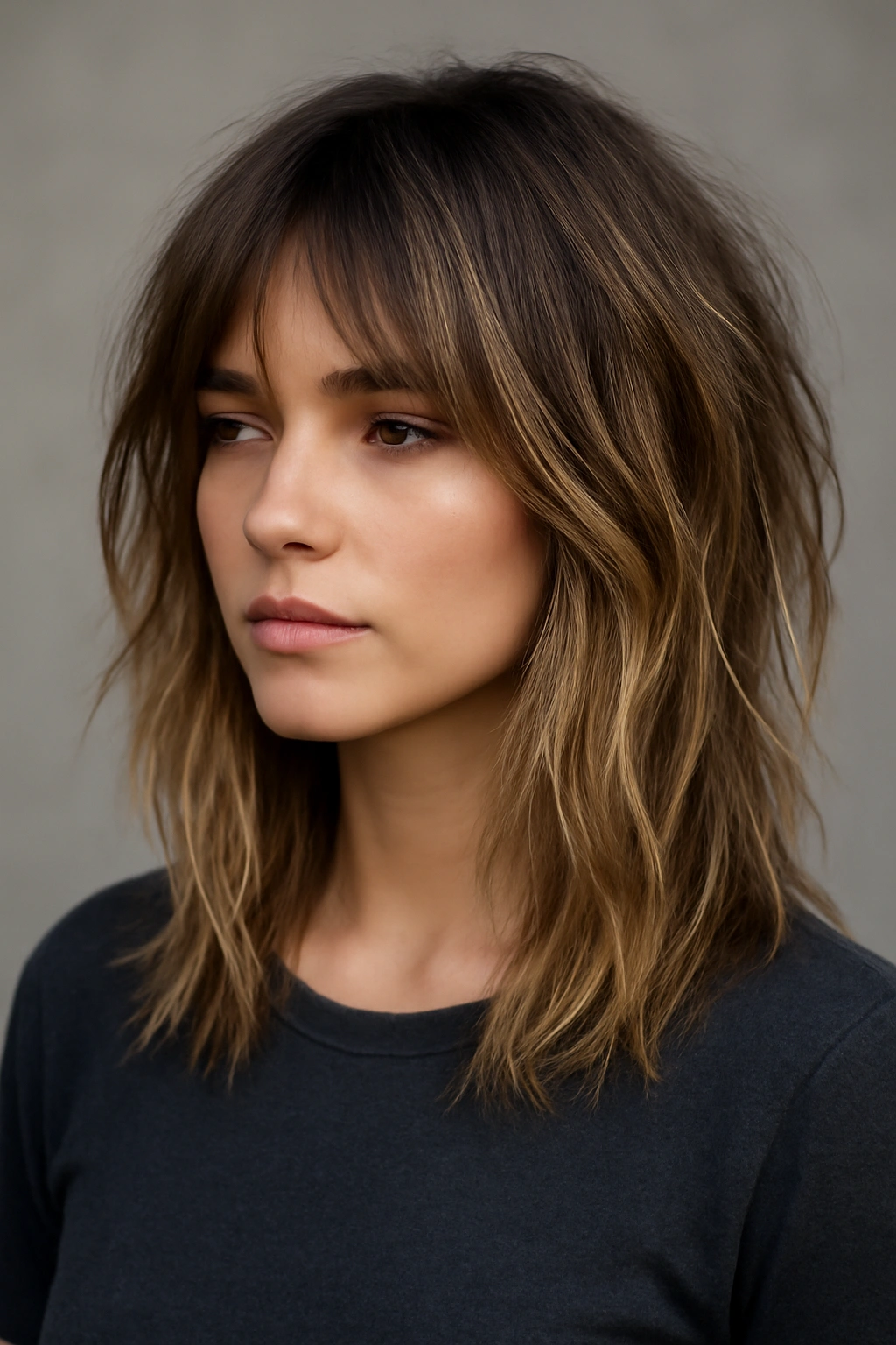 12 Medium Length Balayage Haircuts That Look Amazing 12 Shaggy medium length hair with dimensional rooted color and layered texture