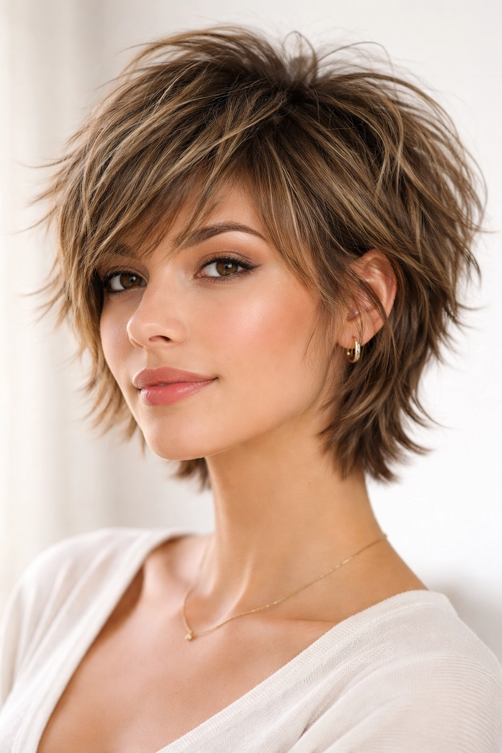 10 Short Haircuts That Give Flat Hair More Body 3 Shaggy short hair with layered top for lift and movement