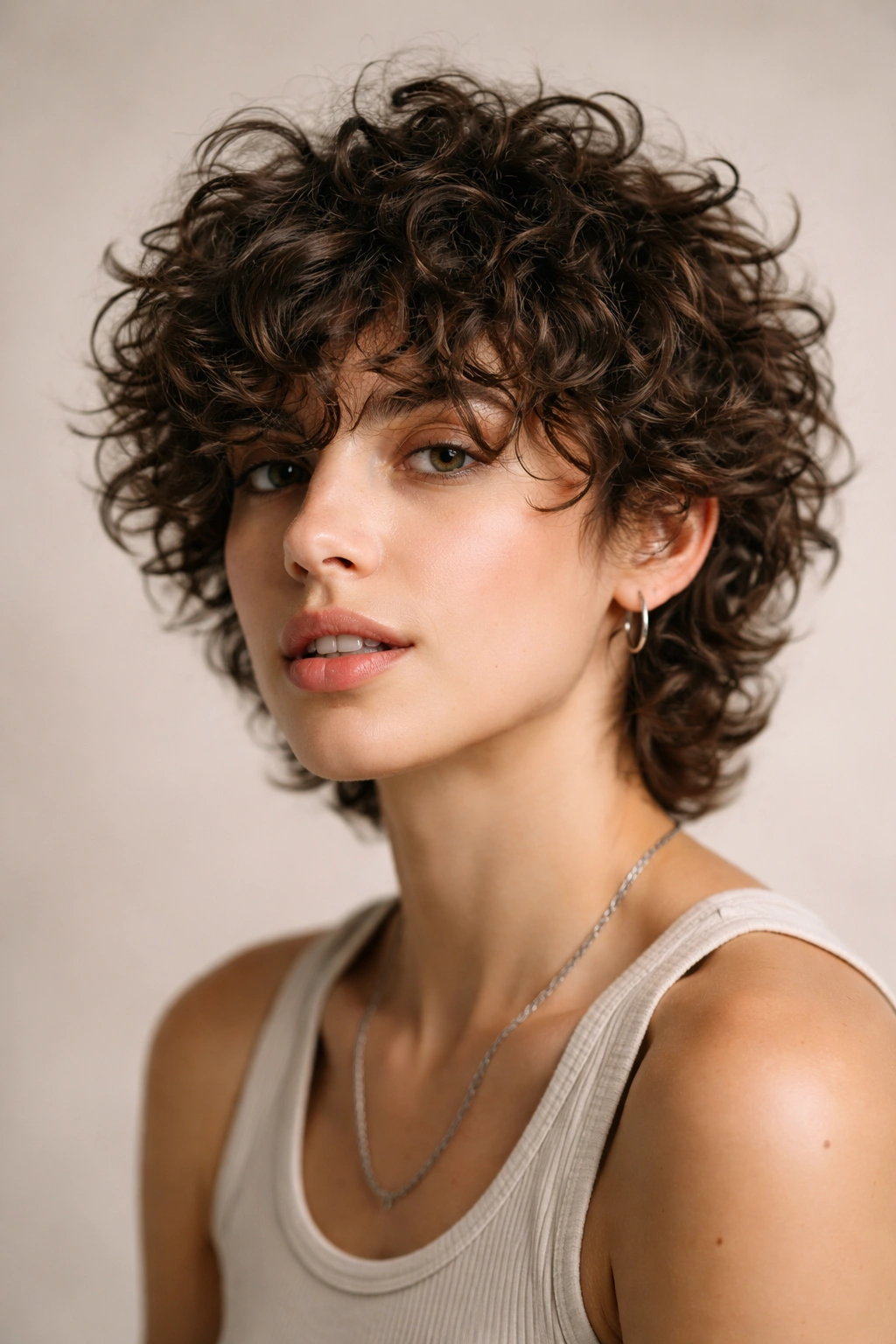 10 Curly Crop Haircuts For A Fresh Bold Look 8 Portrait of a person with a shaggy textured curly crop