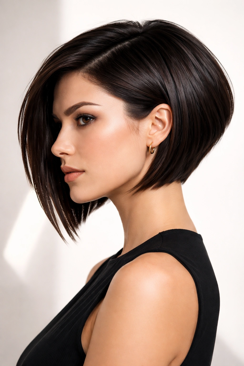 15 Stacked Bob Cuts For Thick And Fine Hair 6 Geometric stacked bob with sharp edges and sculptural silhouette.
