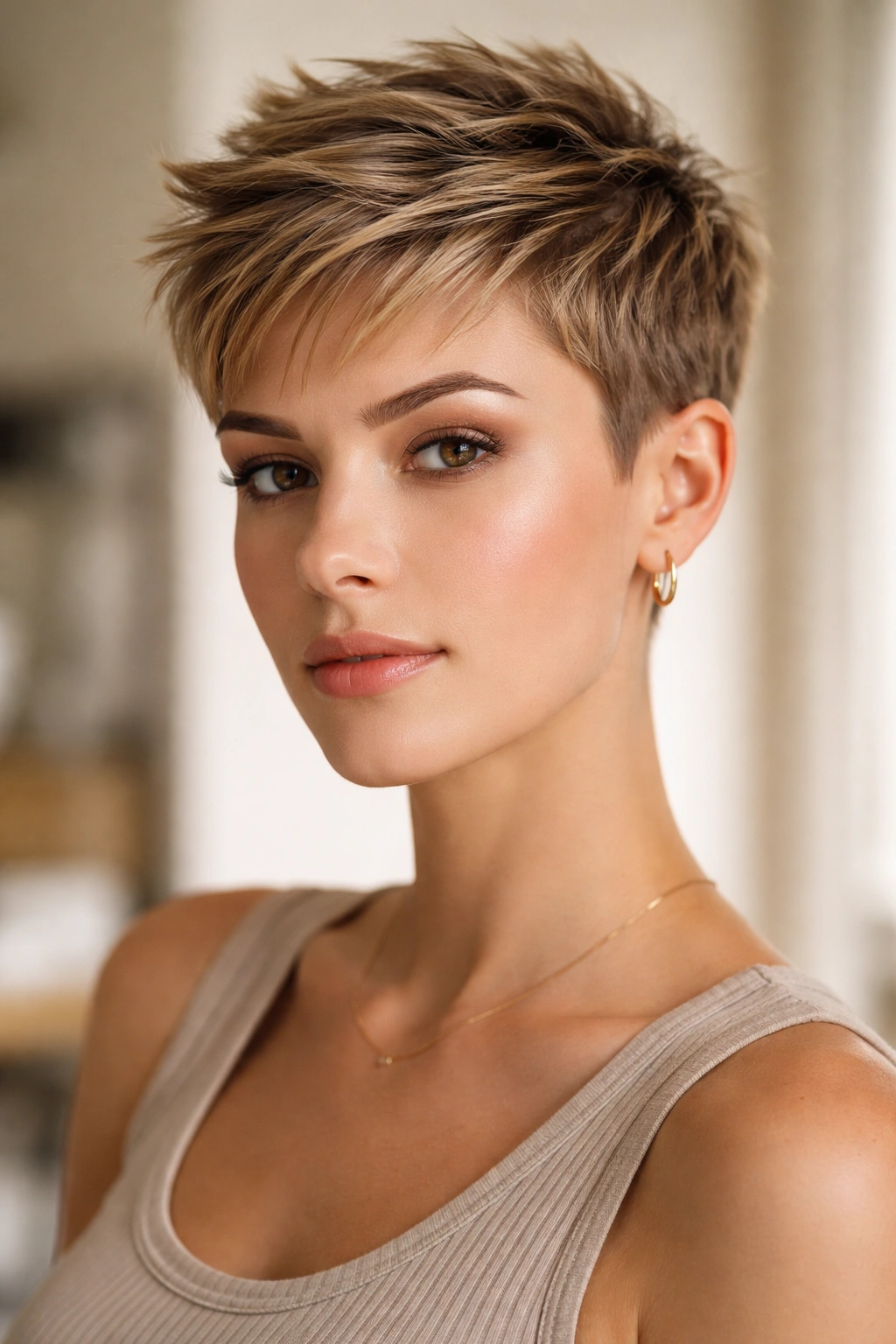 15 Short Low Maintenance Cuts For A Busy Life 5 Close-up of sharp pixie with textured top hairstyle