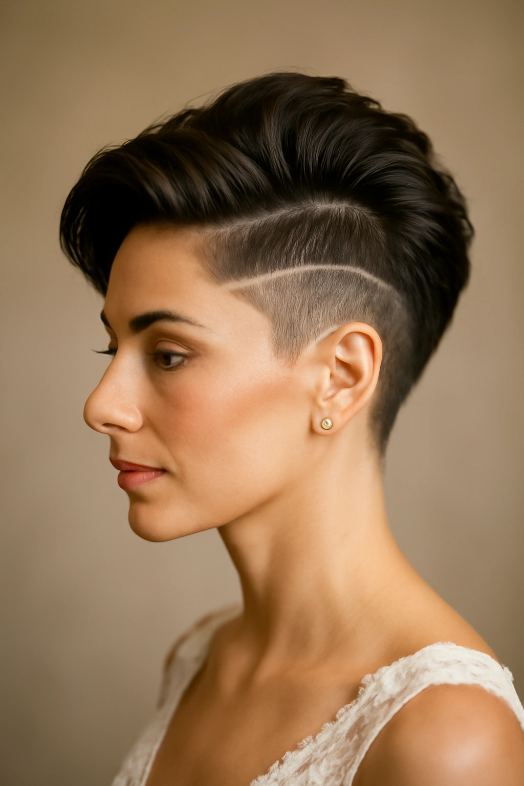 15 Wedding Hairstyles That Suit Short-Haired Brides 10 Bride's short hair with shaved pattern and glamorous top