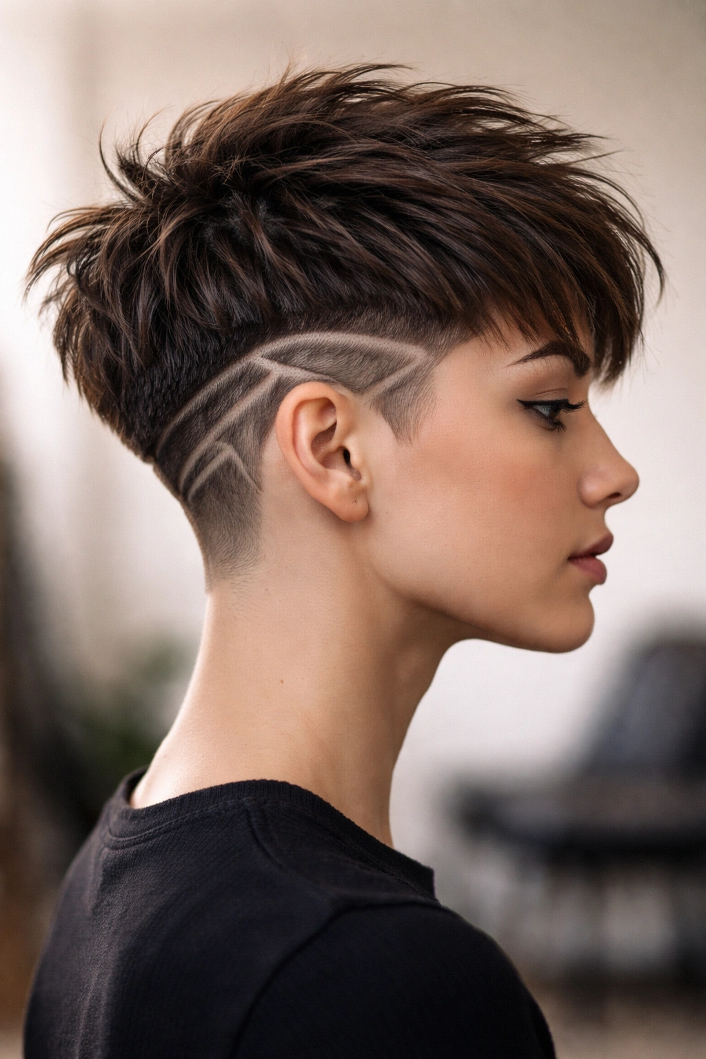 15 Choppy Pixie Cuts Full Of Edge And Texture 12 Choppy pixie with shaved undercut design on the side