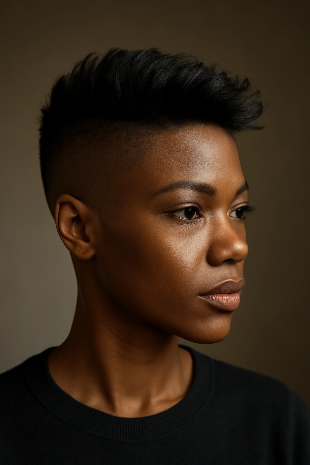 20 Short Haircut Ideas Every Black Woman Should Save 10 Portrait of shaved sides with a longer, textured top