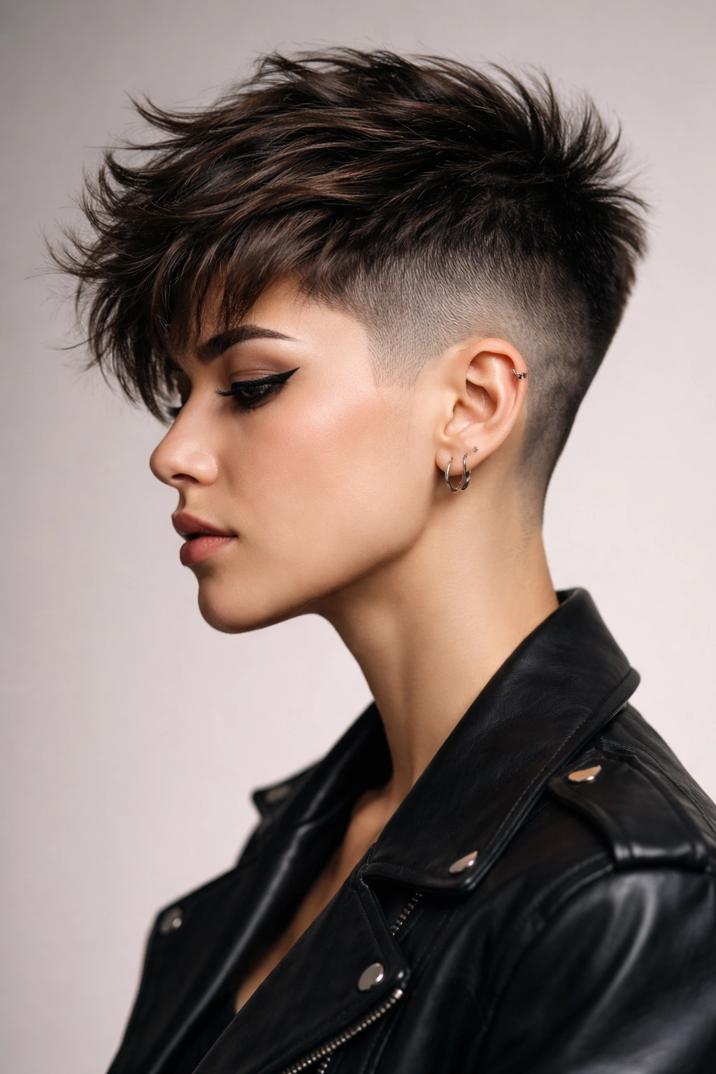 Person with shaved sides and textured top hairstyle