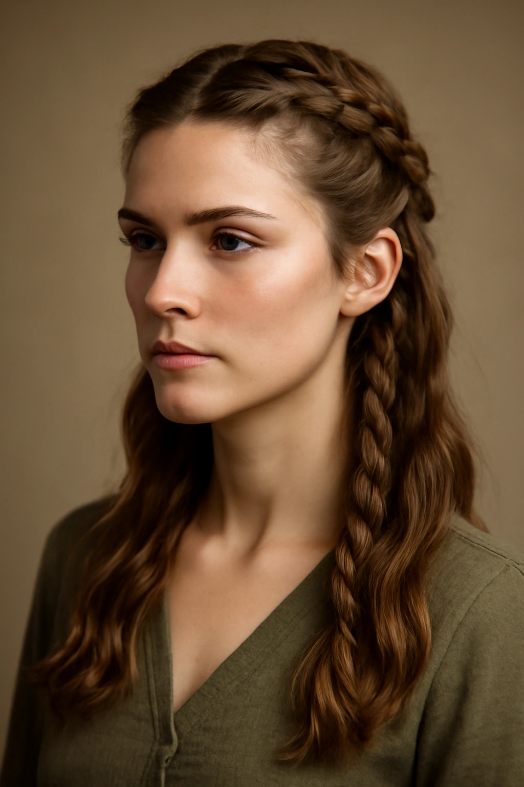 8 Viking Inspired Haircuts Women Are Trying Right Now 1 Close-up of shield maiden braid with twin face-framing braids