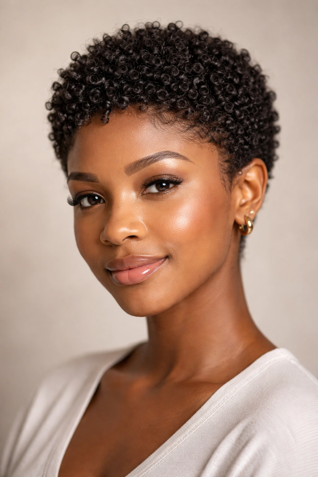 12 Short Curly Looks Suited To Every Curl Type 8 Portrait of tight, defined short coils on dense curls