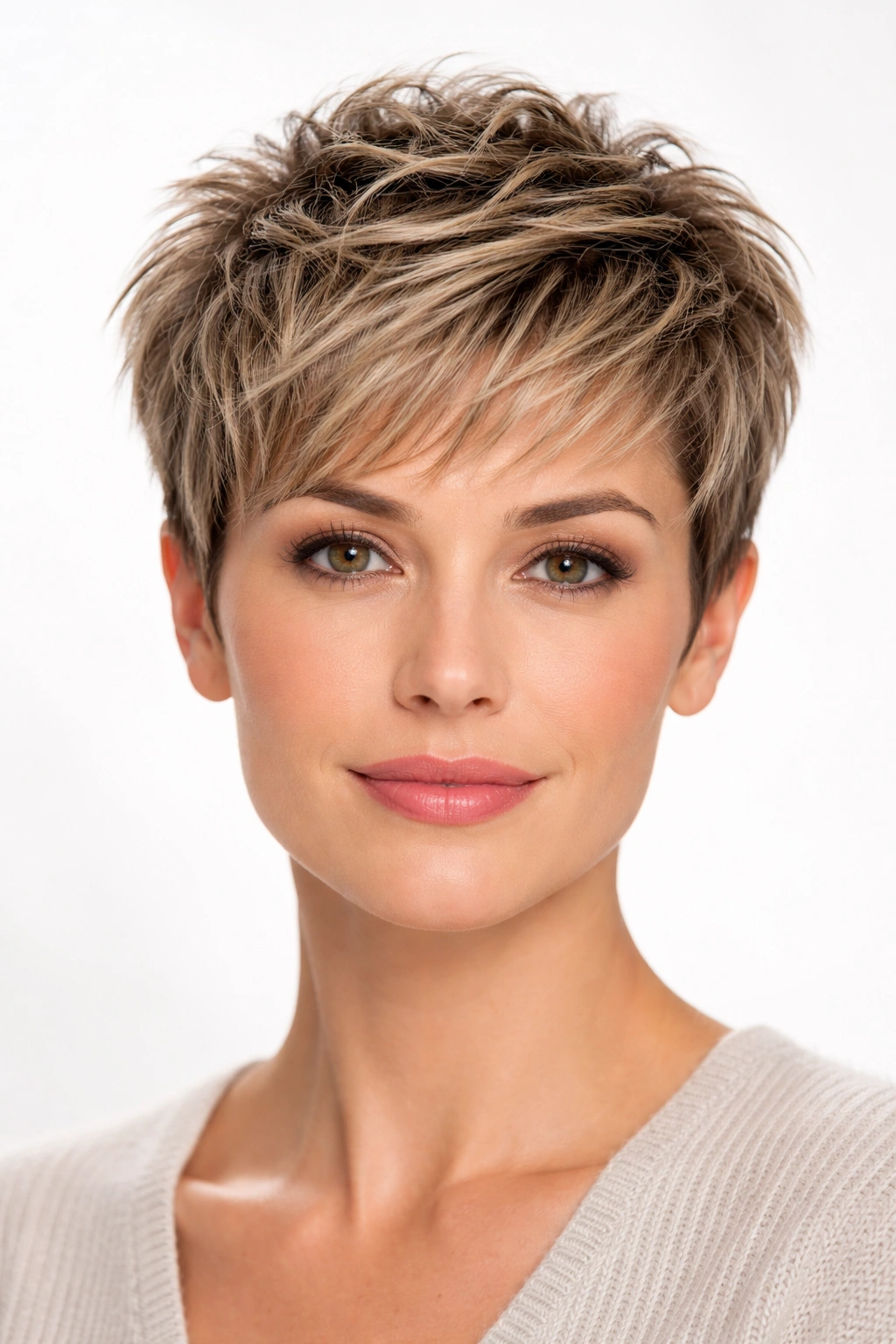 Close-up of a textured short cropped hairstyle