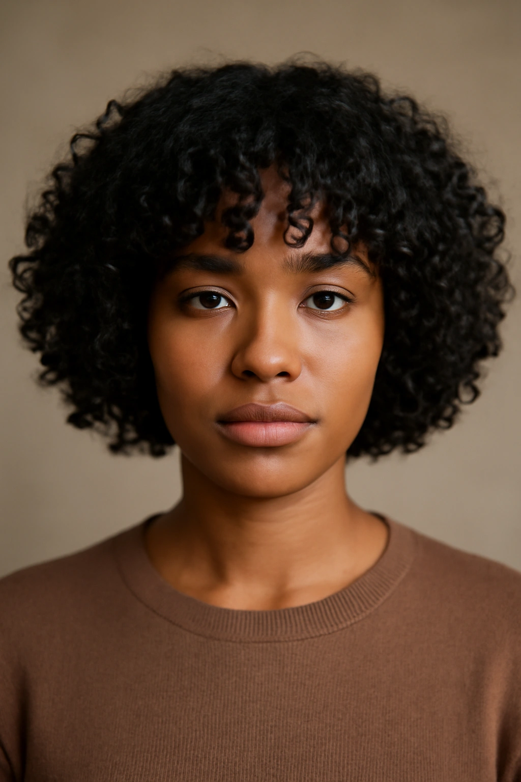 20 Short Natural Hairstyles for Black Women to Save 13 Close-up of a chin-length curly bob with bangs on natural hair