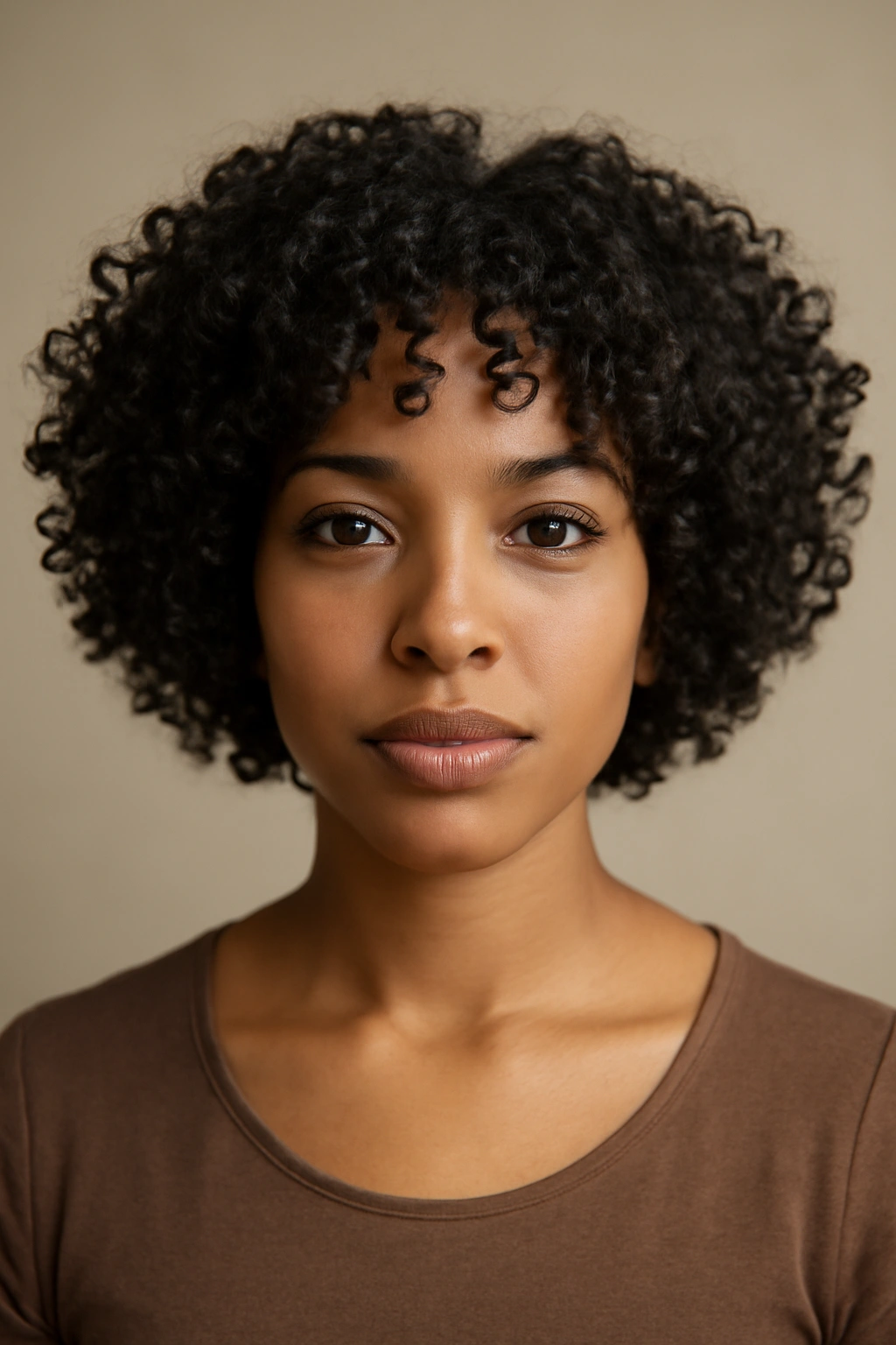 10 Short Haircuts for Black Women With Fine Hair 8 Portrait of a person with a dry natural-curled short bob showing defined curls.