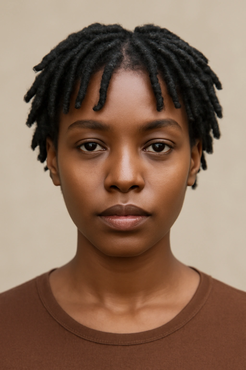 20 Short Natural Hairstyles for Black Women to Save 17 Head-on view of short faux locs on natural hair