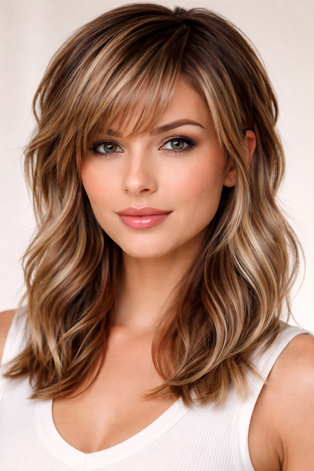 Close-up of short layered hairstyle showing blending with extensions
