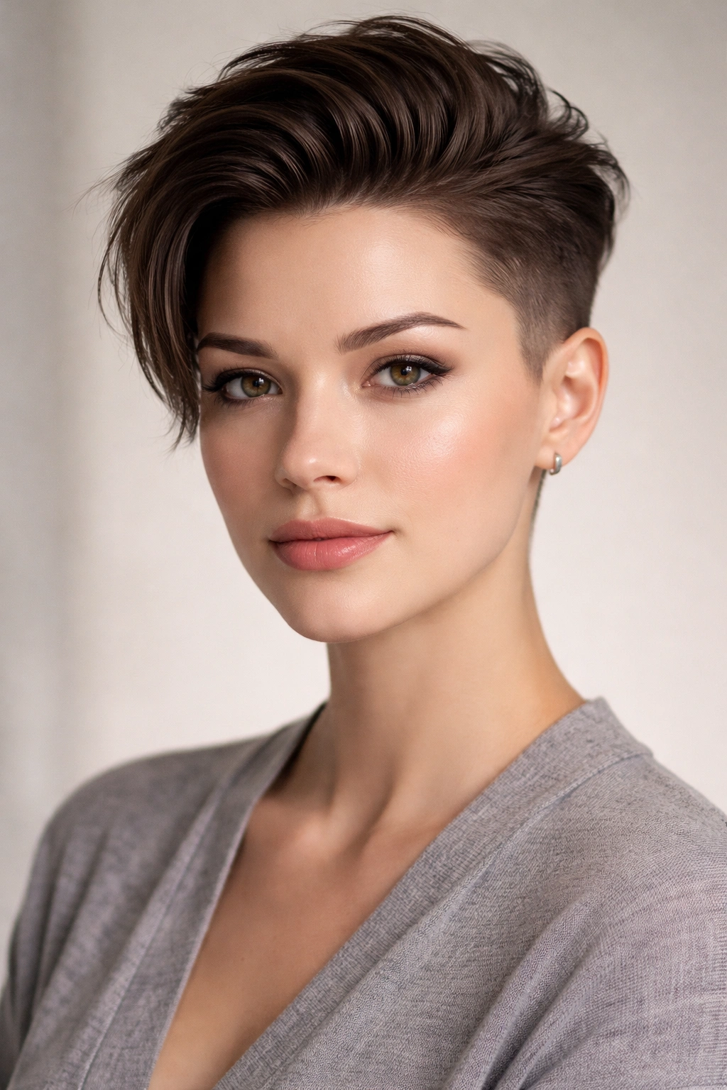 25 Short Haircuts Matched To Your Face Shape 4 Heart-faced model with sleek undercut showing clean lines