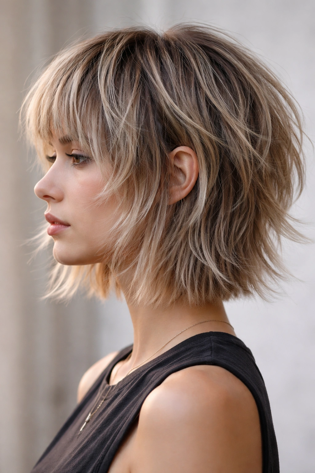 10 Jellyfish Haircuts For Trend Loving Women 9 Chin-length jellyfish cut with aggressive choppiness and texture