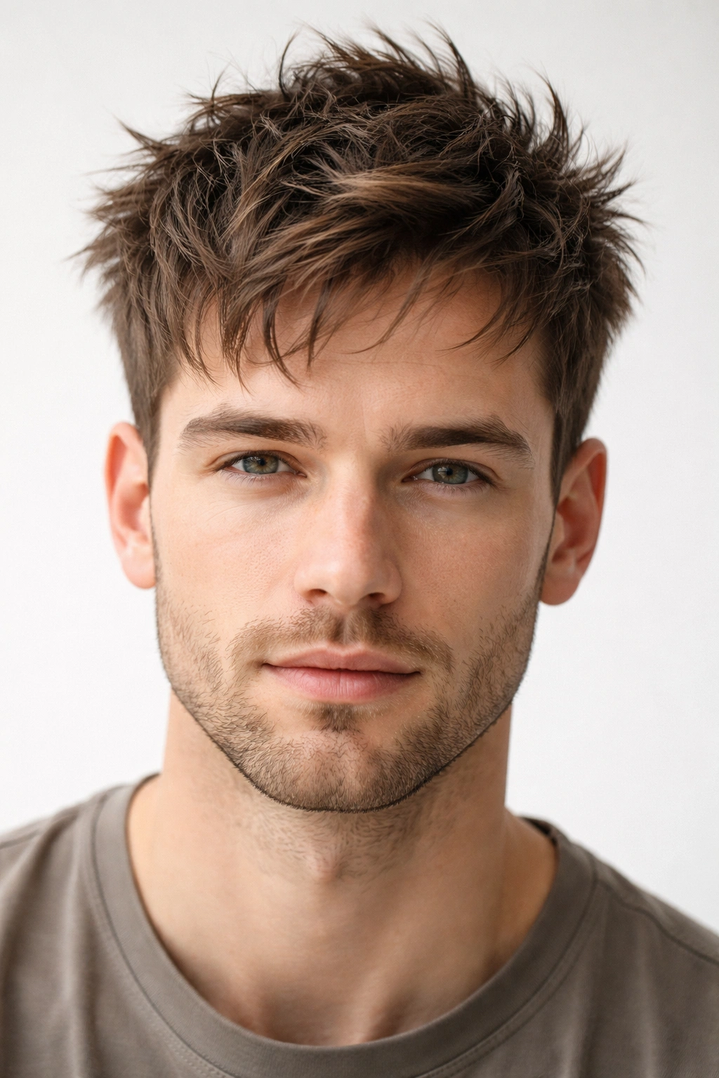 Close-up of short, textured messy haircut with choppy layers.