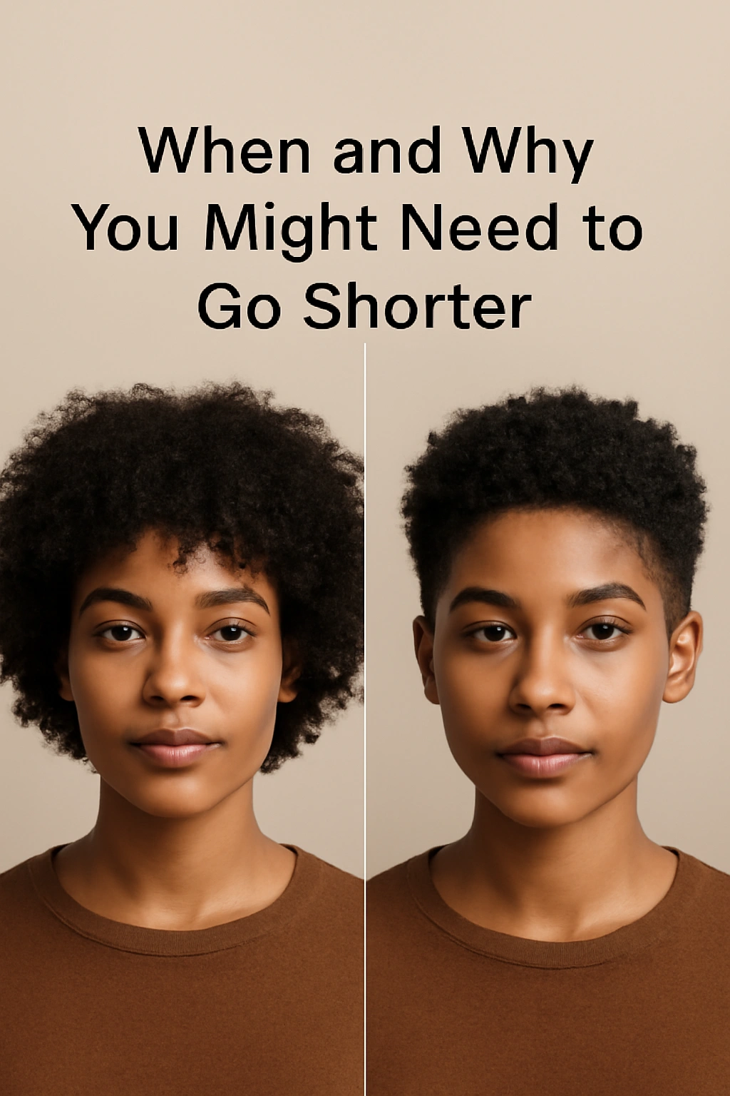 Short Natural Haircuts for Coily and Curly Textures 13 Side-by-side portrait showing evolving short natural hair lengths on coily texture