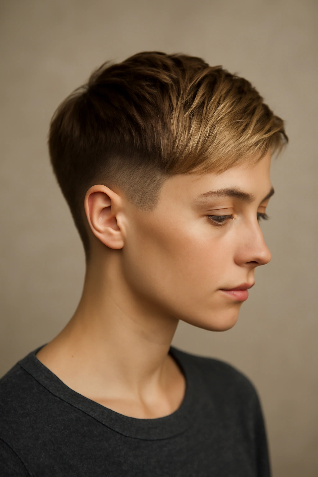 12 Short Ombre Haircuts With a Perfectly Blended Fade 13 Close-up of a short ombre haircut with a seamless fade, highlighting color transition and hair texture