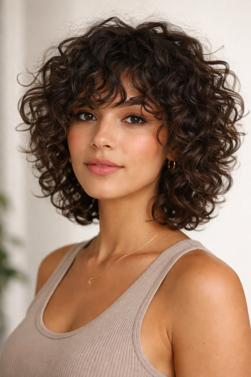 Portrait of a short shag with defined, choppy curls