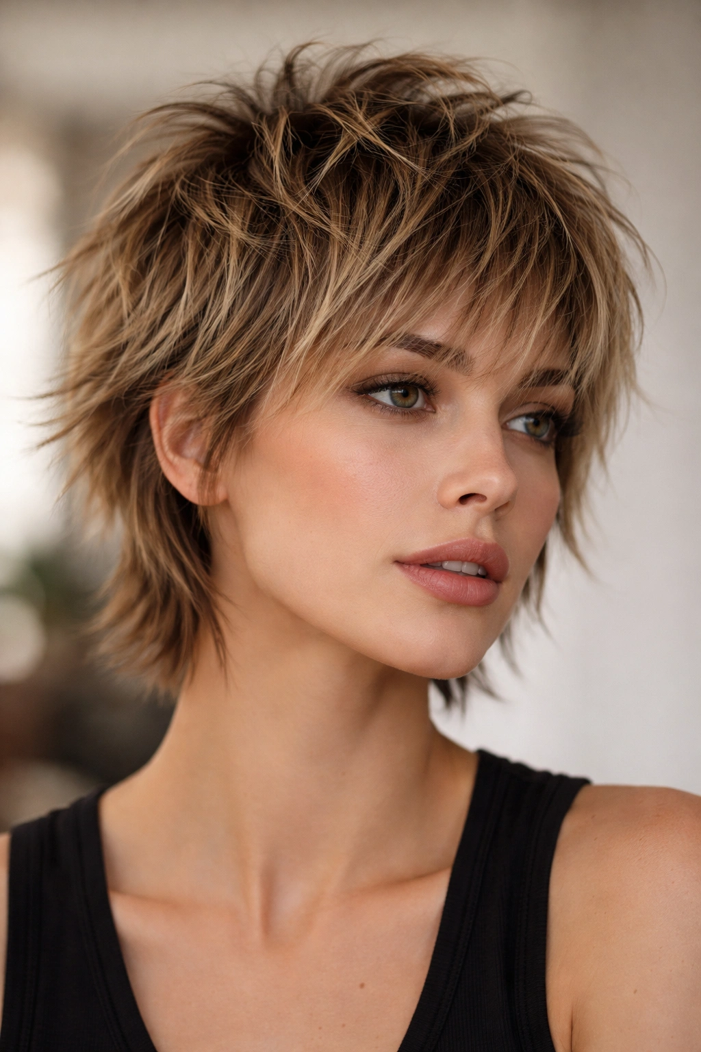 15 Shag Haircuts That Give Fine Hair More Body 5 The Short Shag with Extra Texture on Top showing bold crown texture