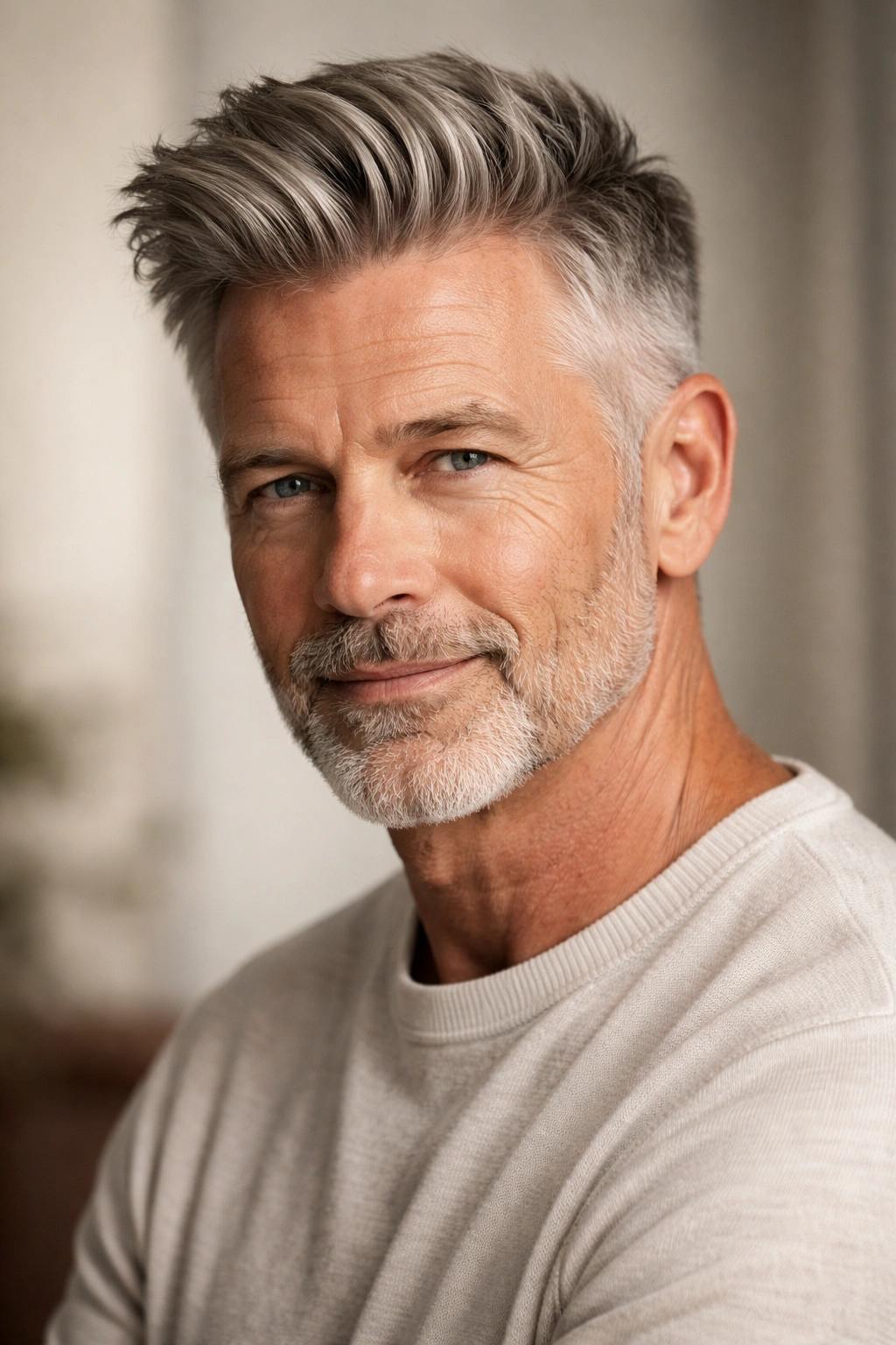 Man with short sides and longer top showcasing contrast and volume