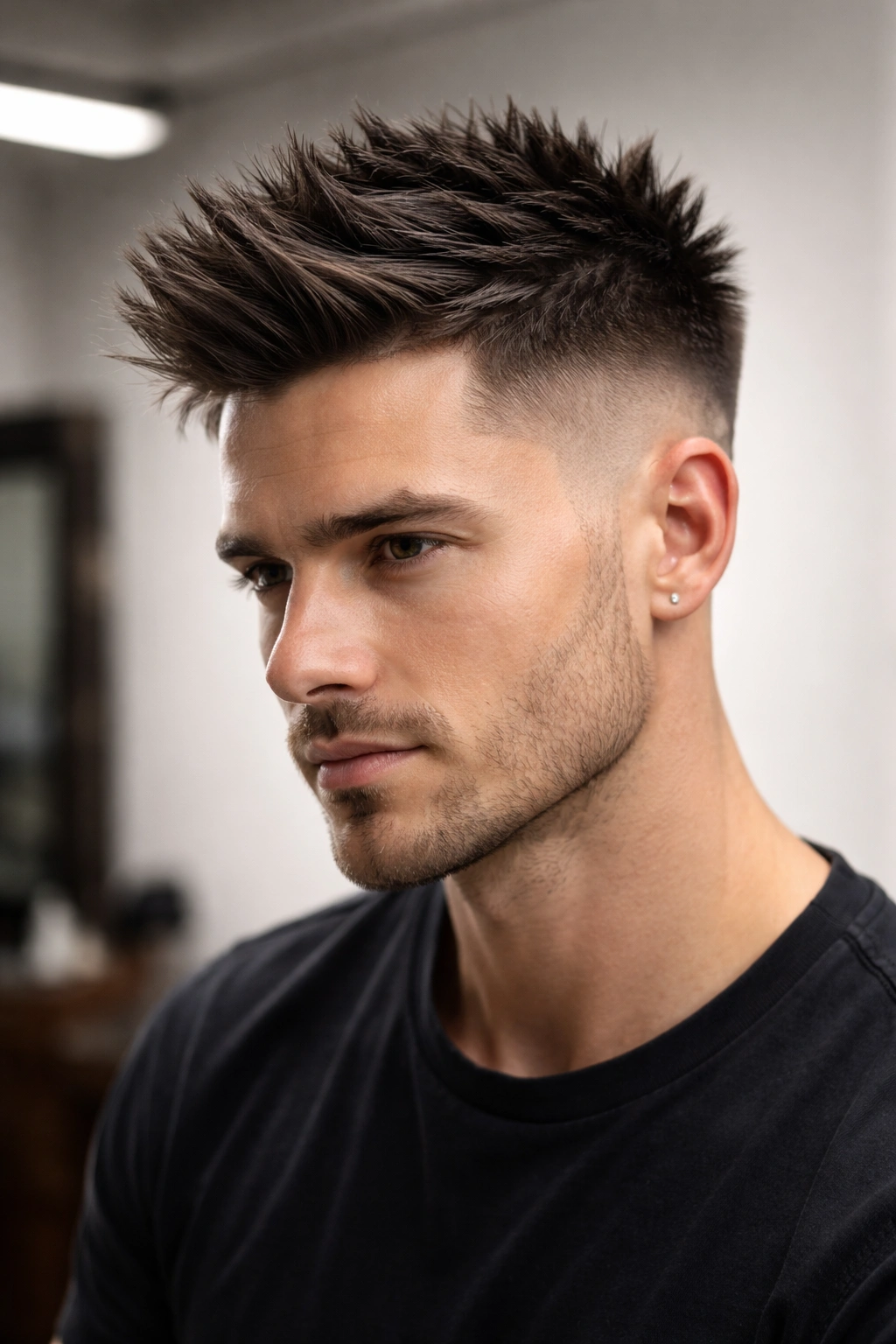 Close-up of short spikes with high fade and defined texture