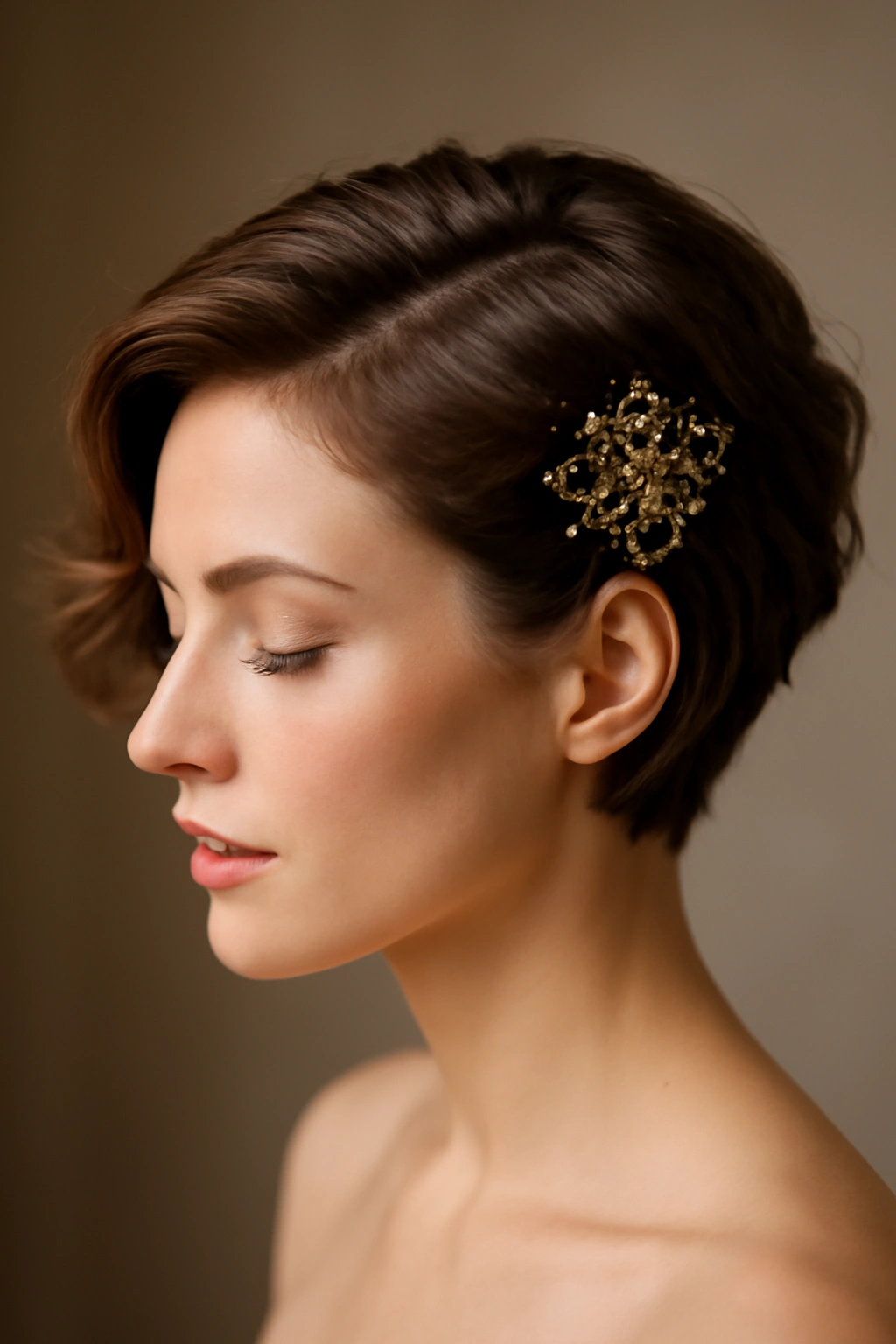 18 Wedding Hairstyles That Look Amazing on Short Hair 3 Side-swept short waves with a vintage hair comb for bridal look