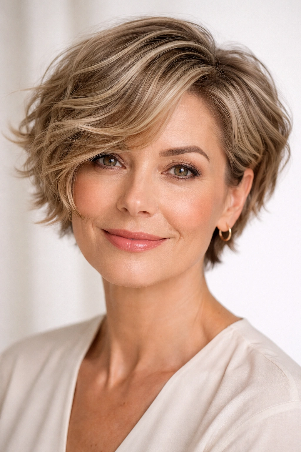 Short wavy pixie bob with textured waves