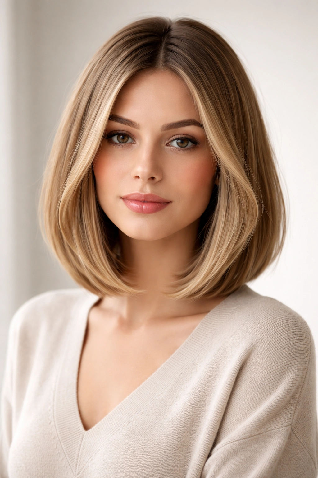 Shoulder-length bob framing the shoulders with smooth, even ends