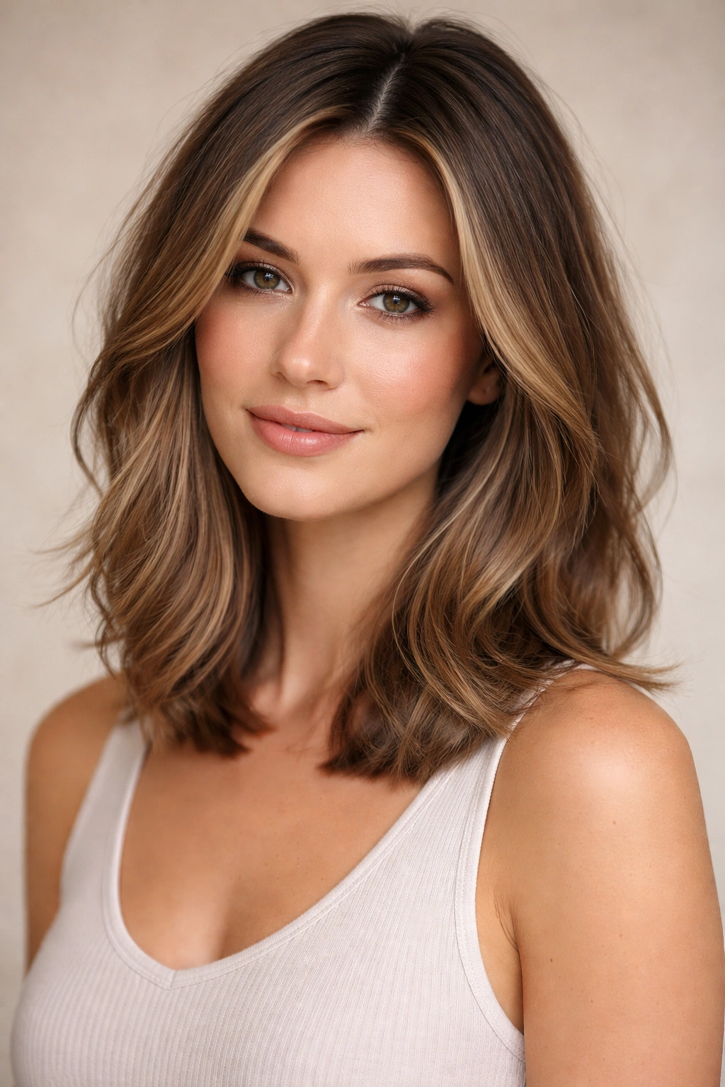 Shoulder-length lob with gentle layers and movement around the face