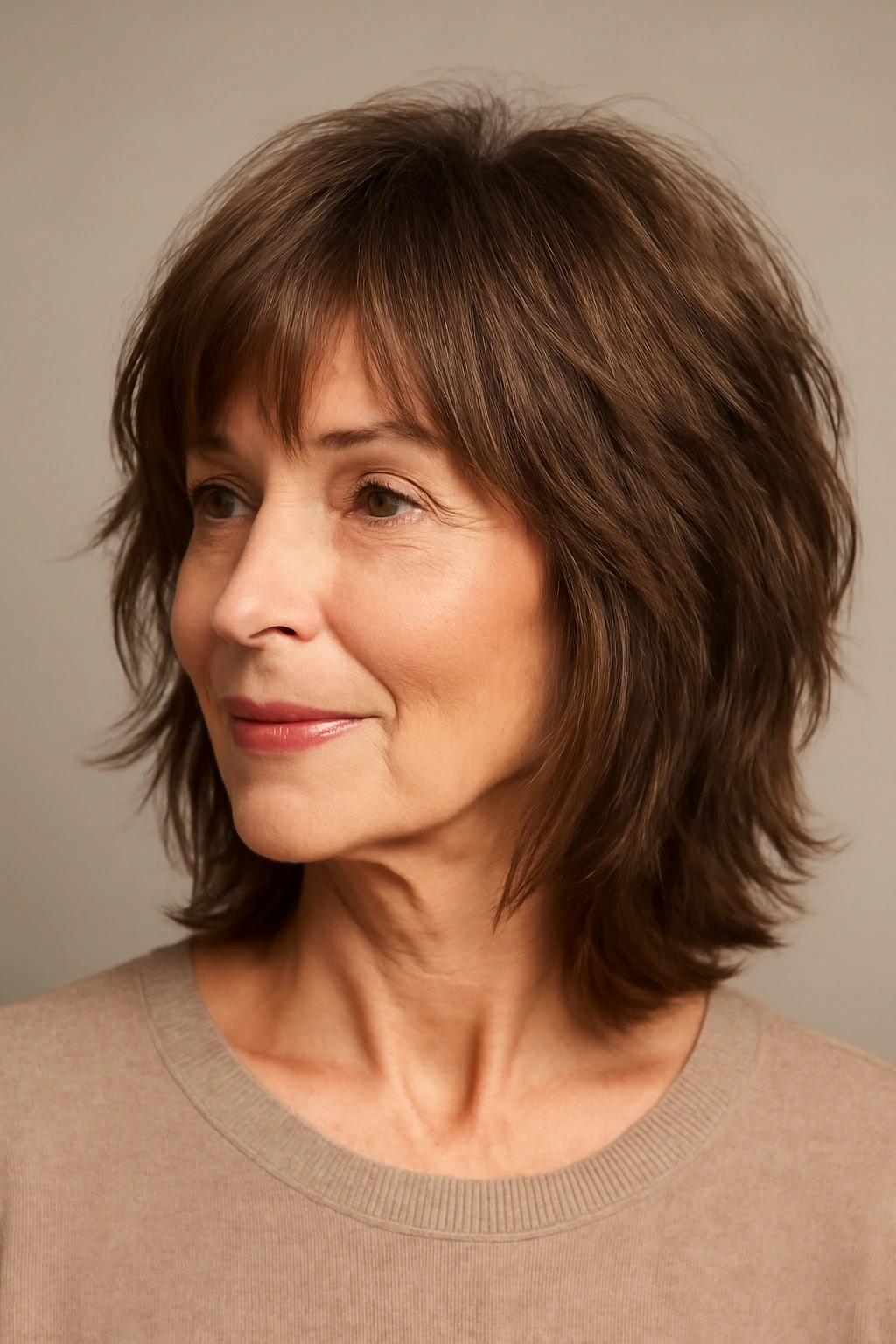 15 Modern Hairstyles for Older Women With Great Style 4 Shoulder-length shag showing movement and face-framing layers
