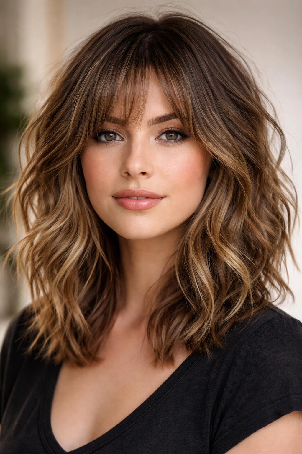 Shoulder-length shag with textured waves