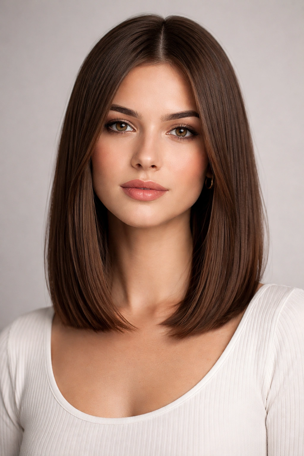 Shoulder-length straight cut with blunt, even line