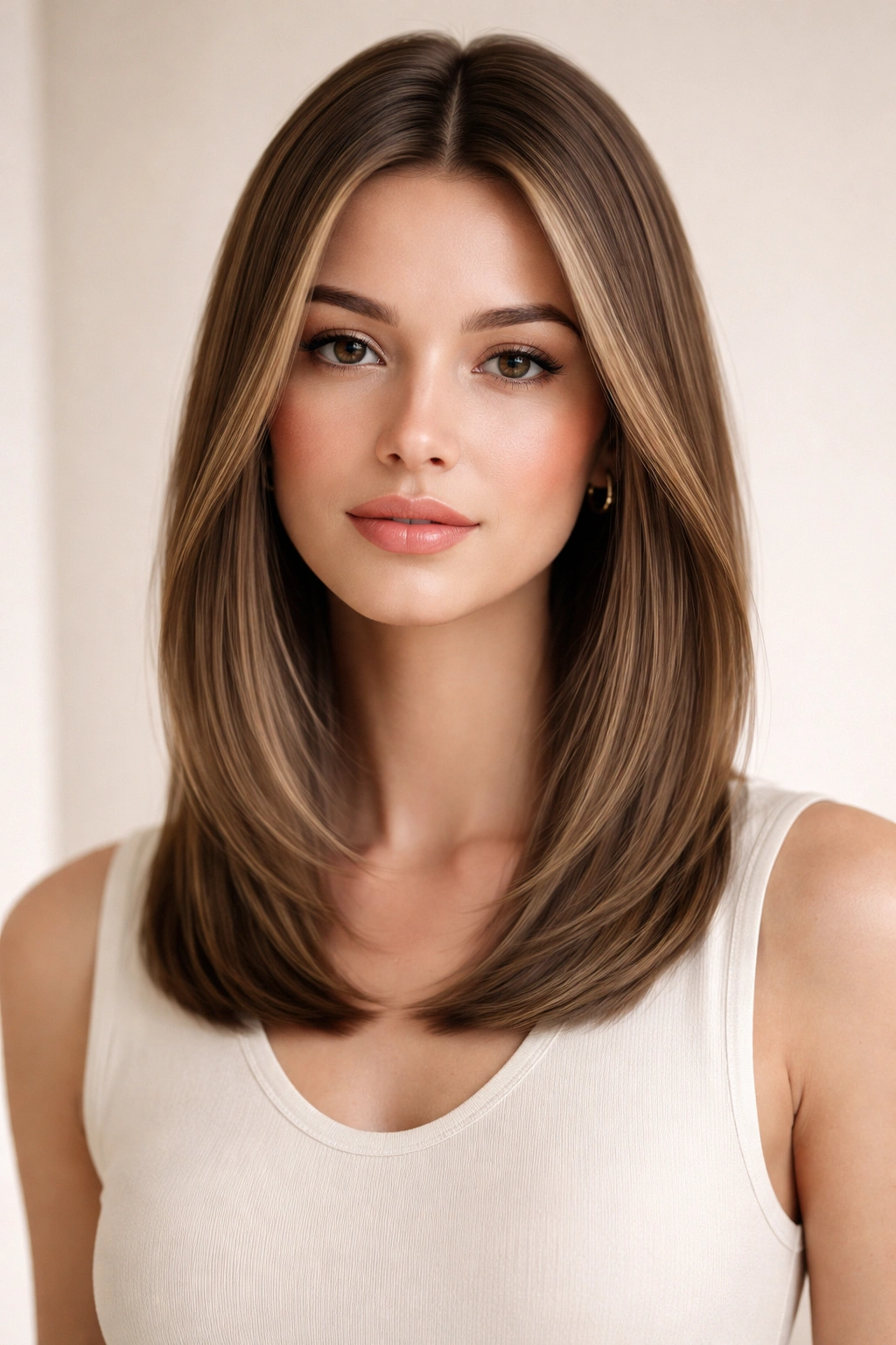 Shoulder-length straight cut with subtle layers portrait