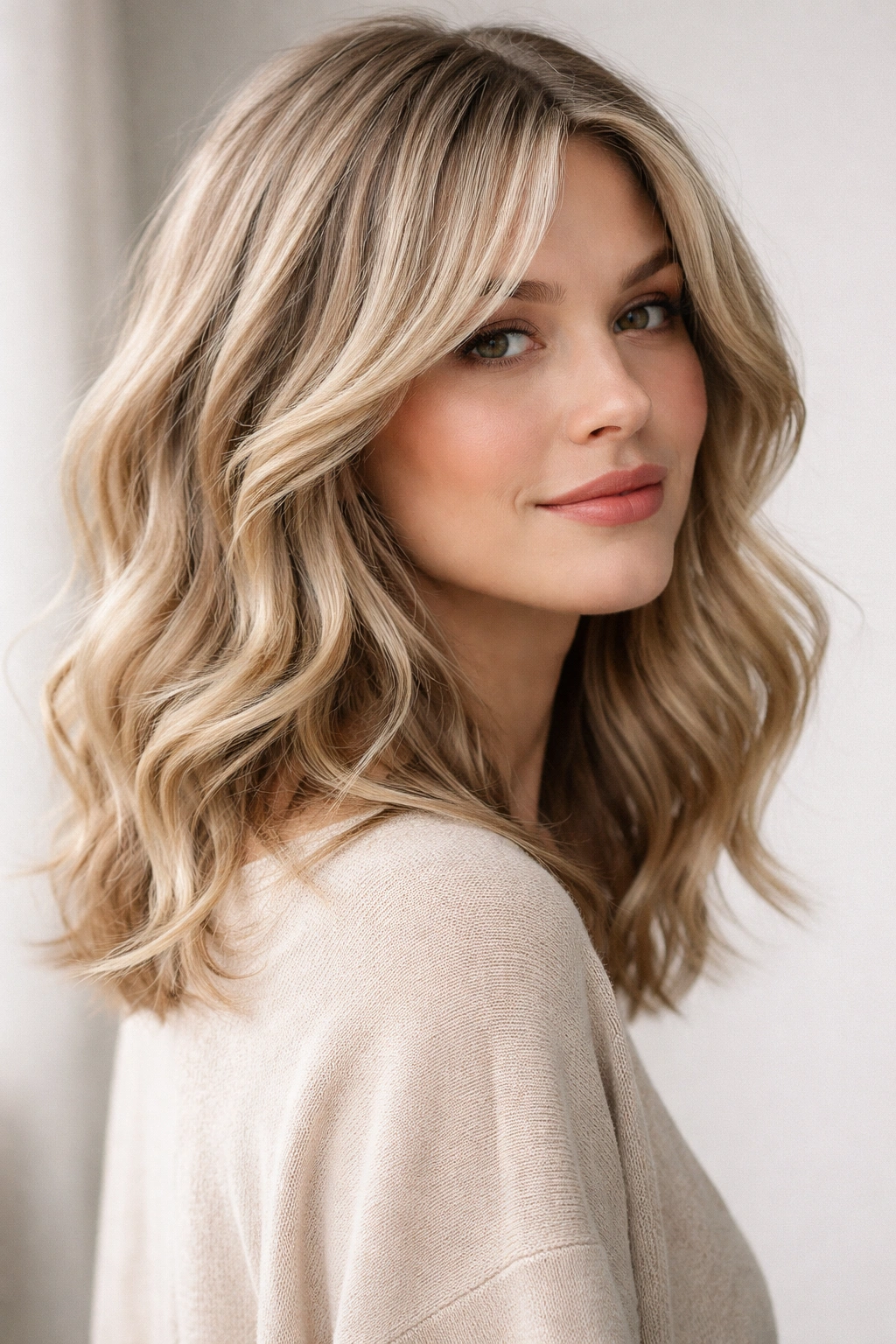 Shoulder-length waves add fullness on fine hair