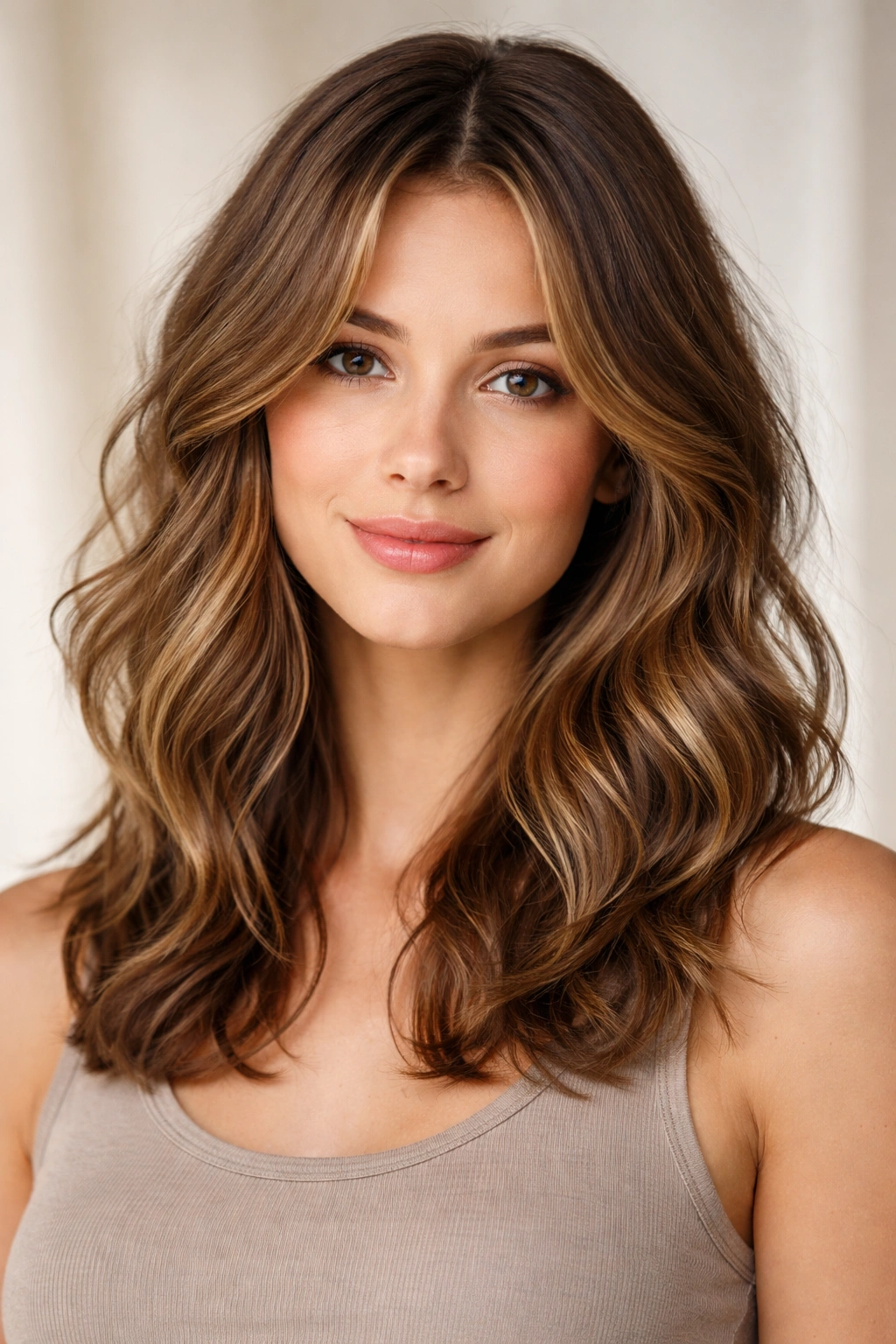 Shoulder-length waves with face-framing layers on Type 2 waves
