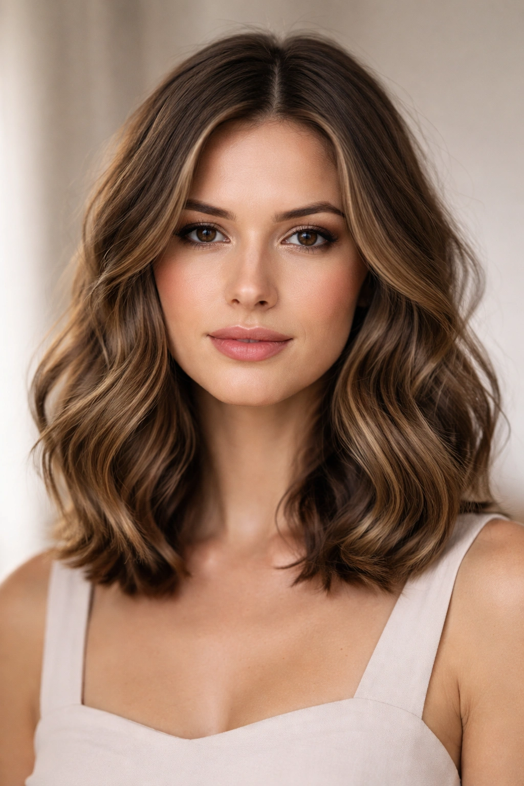 20 Wavy Haircuts For Every Length And Face Shape 2 Shoulder-length waves framing a jawline on a rectangle-faced model