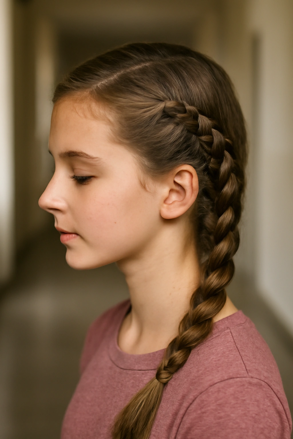 10 Quick School Morning Hairstyles for Busy Girls 6 Side braid along the temple down to the nape