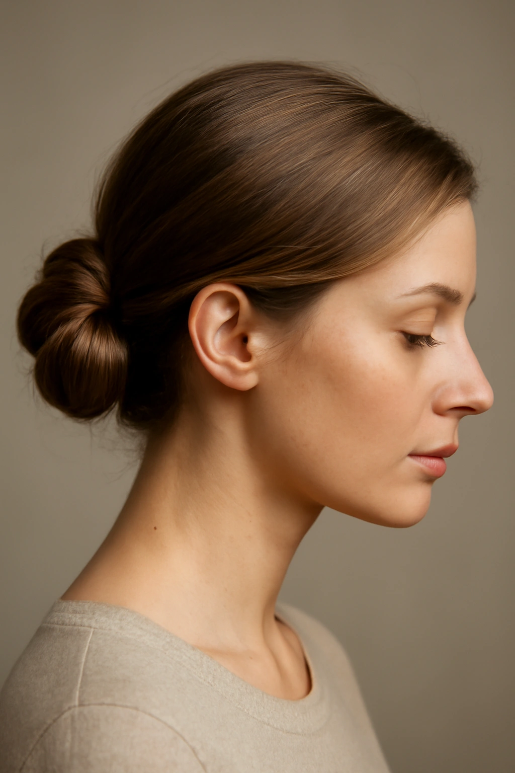 10 Cute Bun Styles for Short Hair That Hold Up Well 5 Side bun at the ear creating asymmetrical silhouette