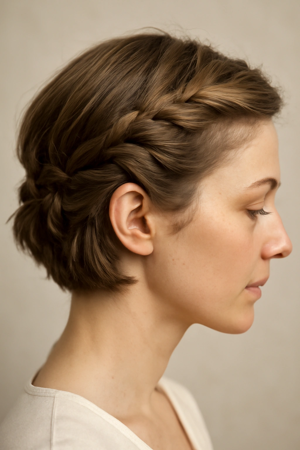18 Wedding Hairstyles That Look Amazing on Short Hair 15 Side knot hairstyle with twisted crown sections.